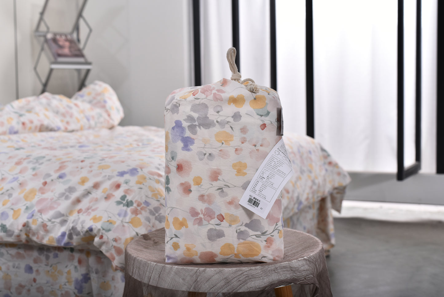 "Aquarelle" natural washed cotton bedding set of 4 pcs