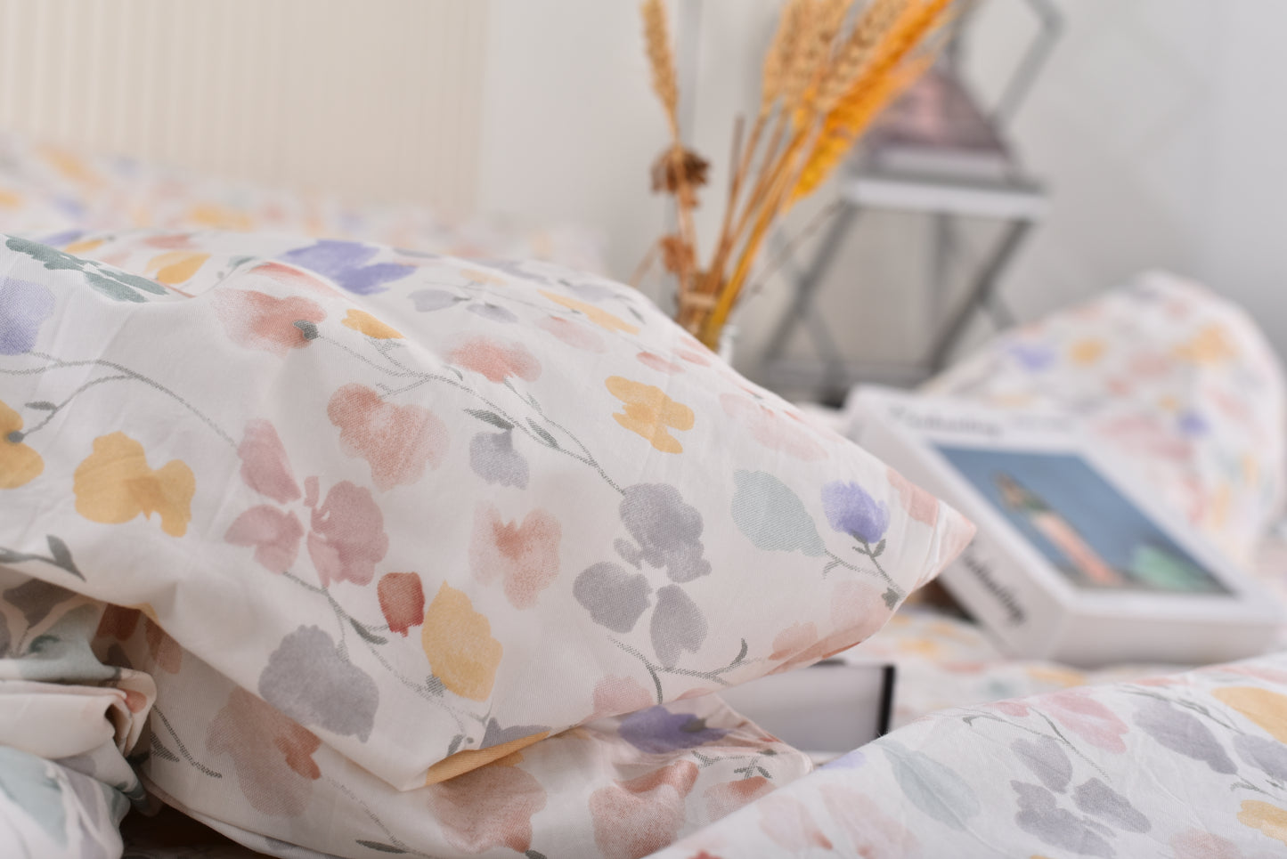 "Aquarelle" natural washed cotton bedding set of 4 pcs