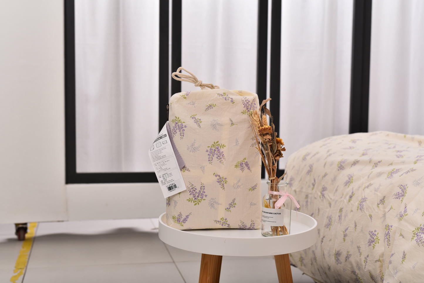 "Lavender" natural washed cotton bedding set of 4 pcs