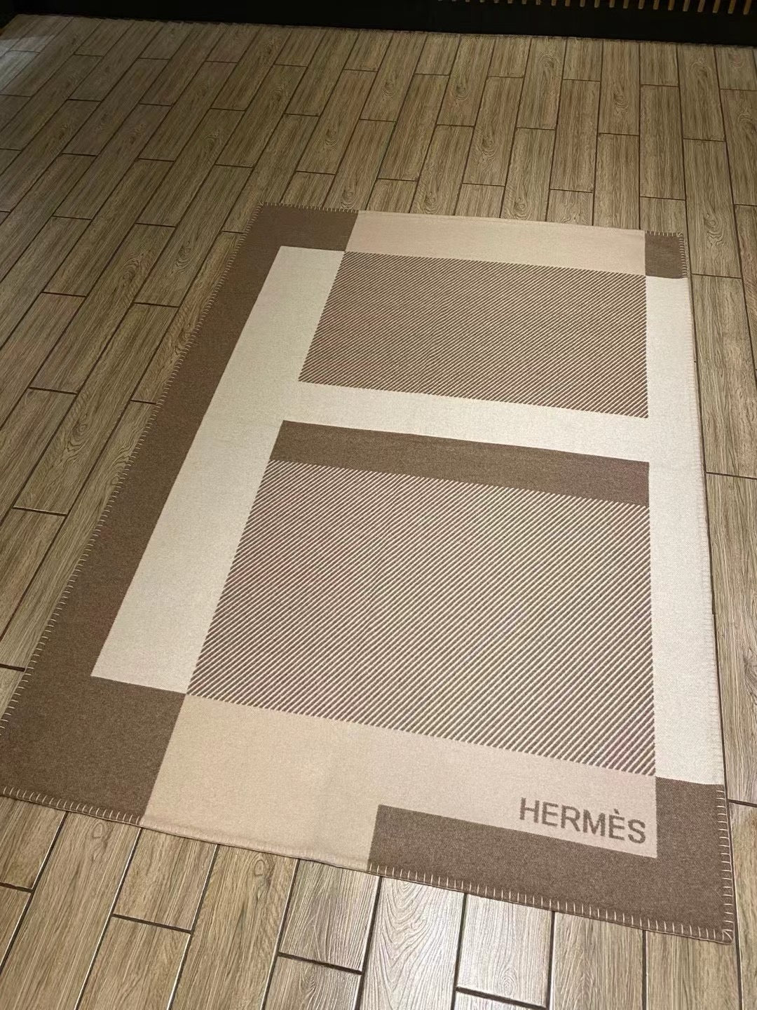Wool Blanket In Beige&Grey color