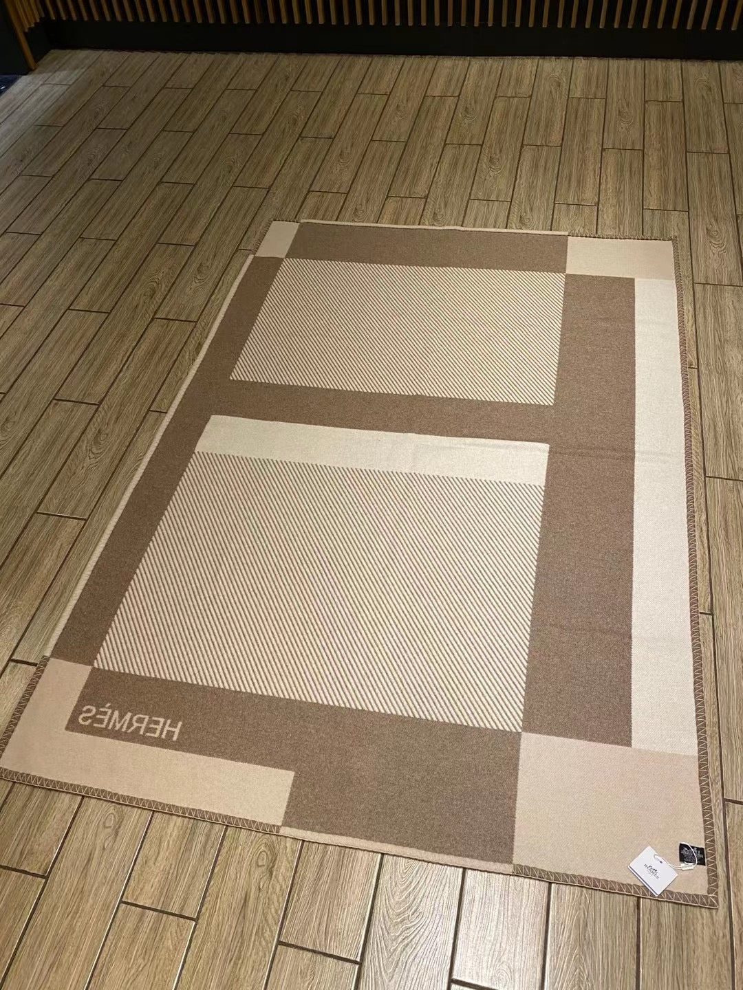 Wool Blanket In Beige&Grey color