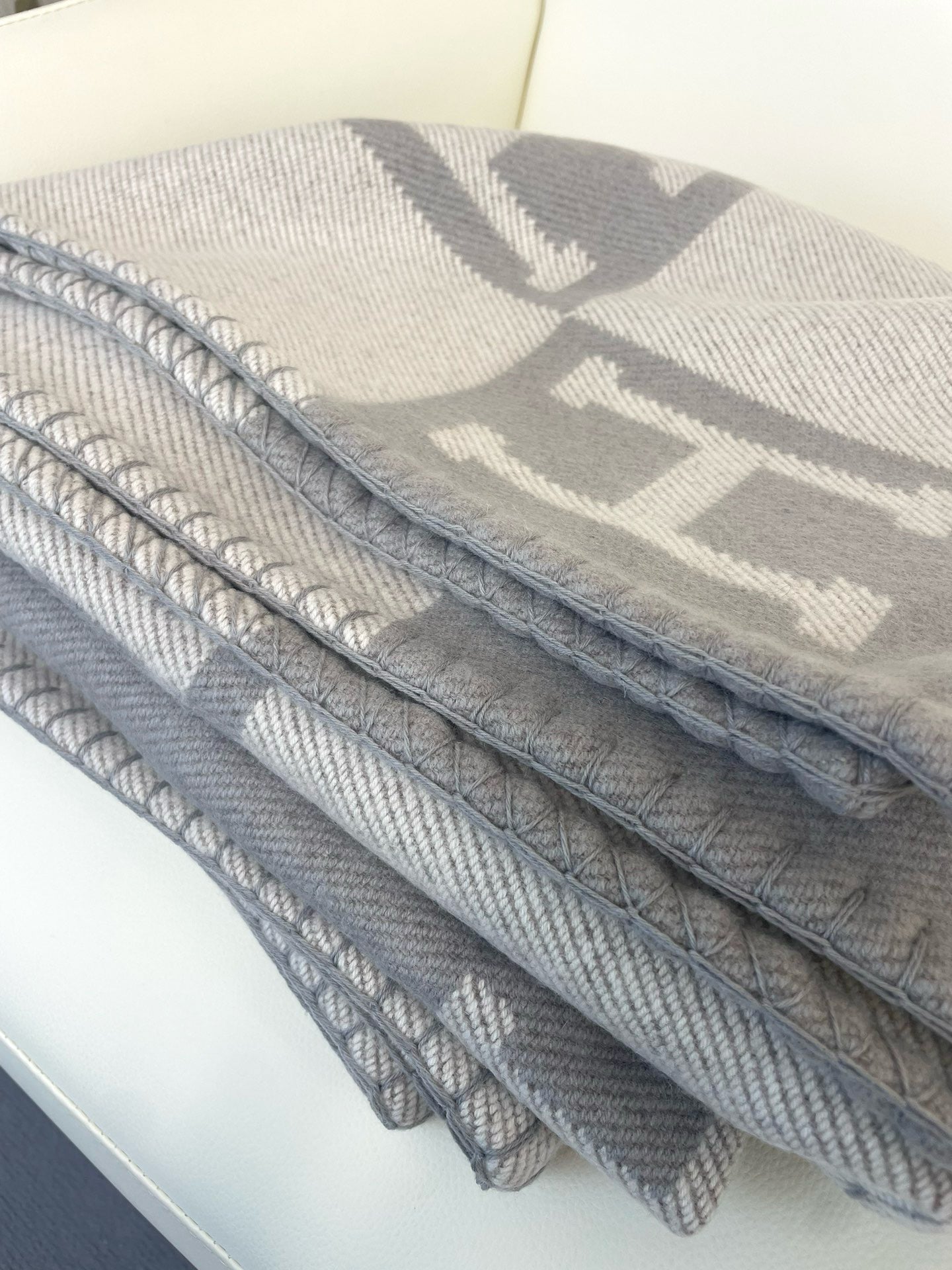 Merino Wool Light Gray Blanket