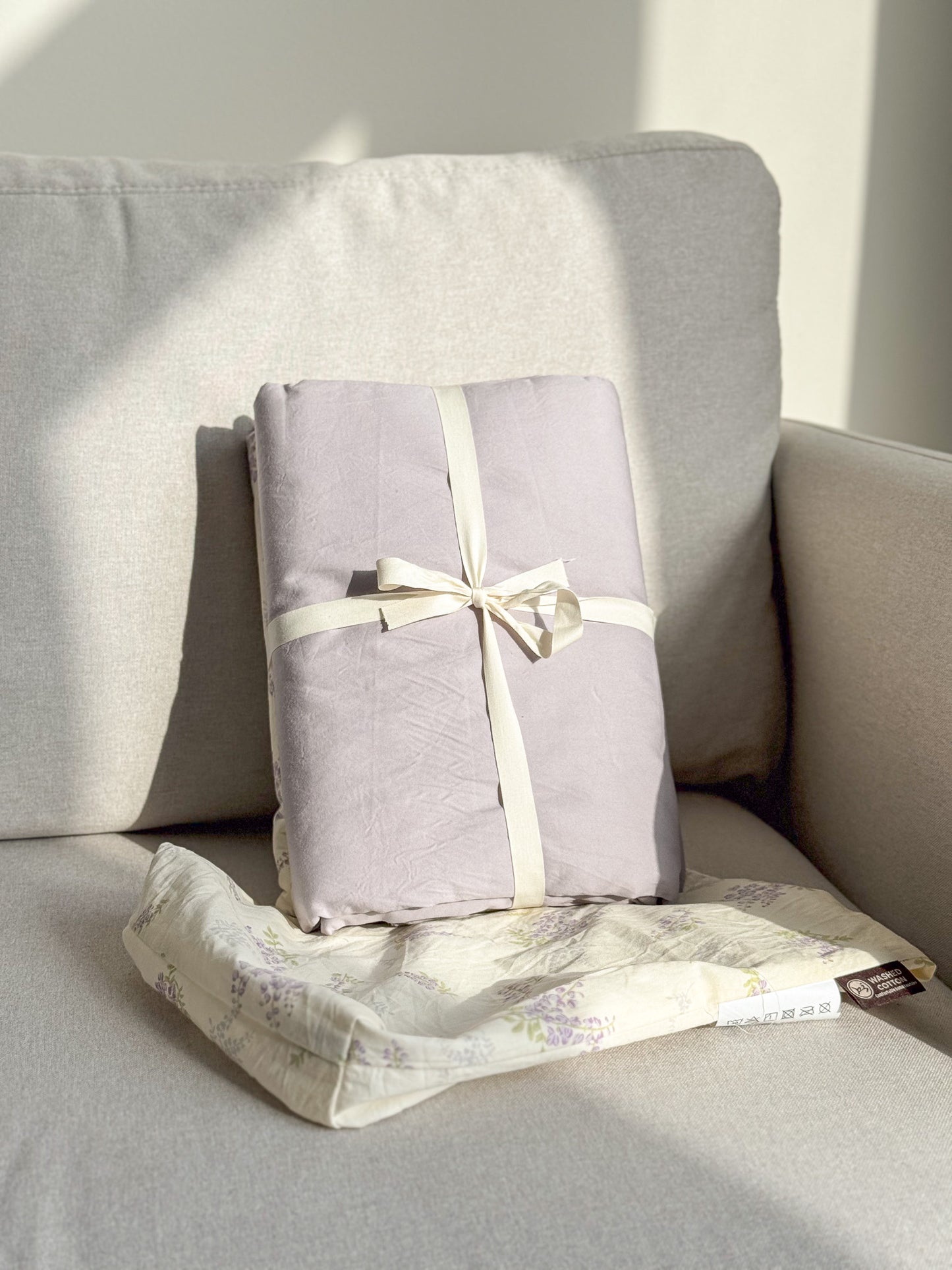 "Lavender" natural washed cotton bedding set of 4 pcs
