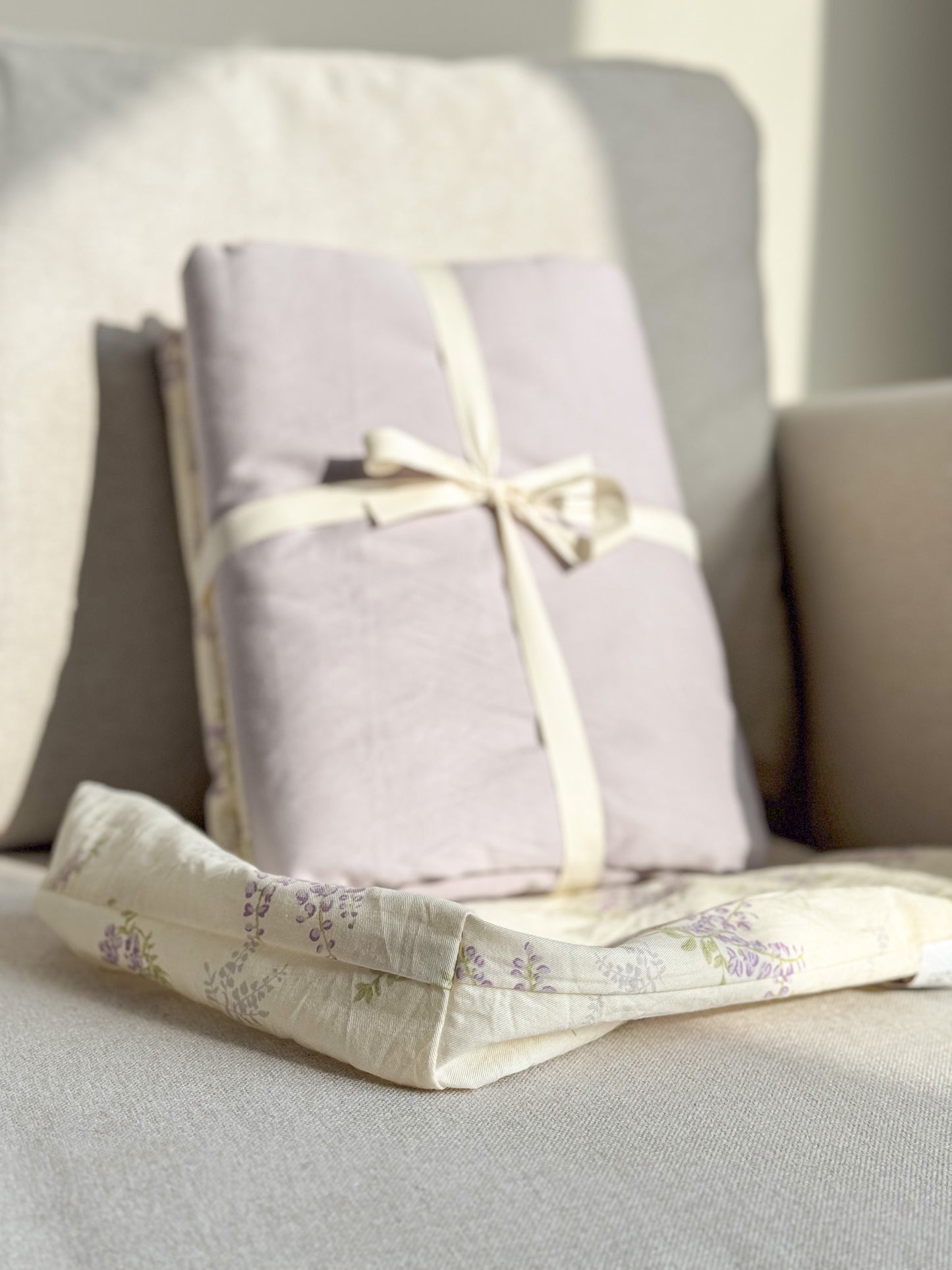 "Lavender" natural washed cotton bedding set of 4 pcs