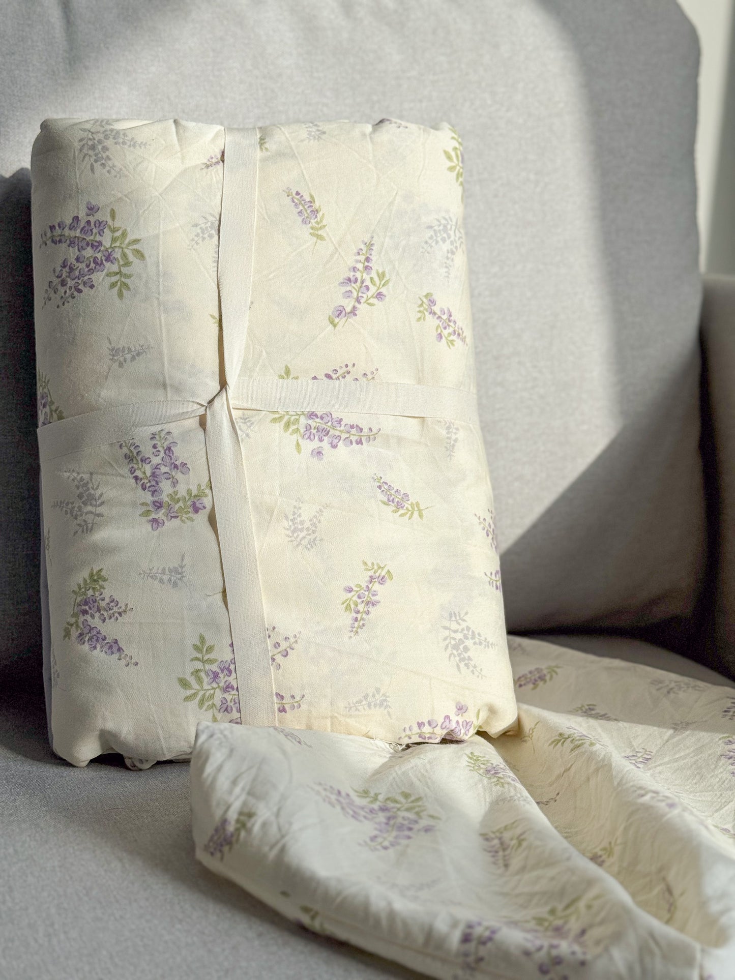 "Lavender" natural washed cotton bedding set of 4 pcs
