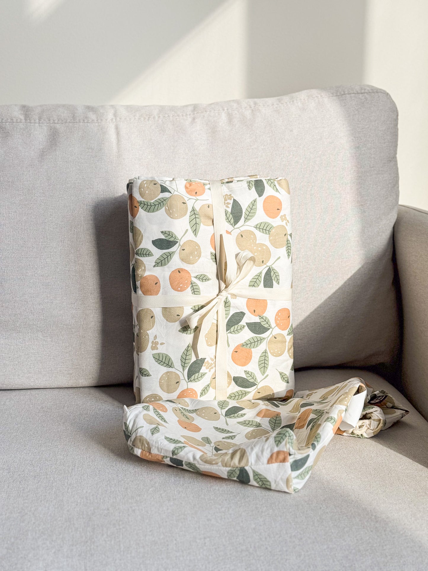 "Oranges" natural washed cotton bedding set of 4 pcs