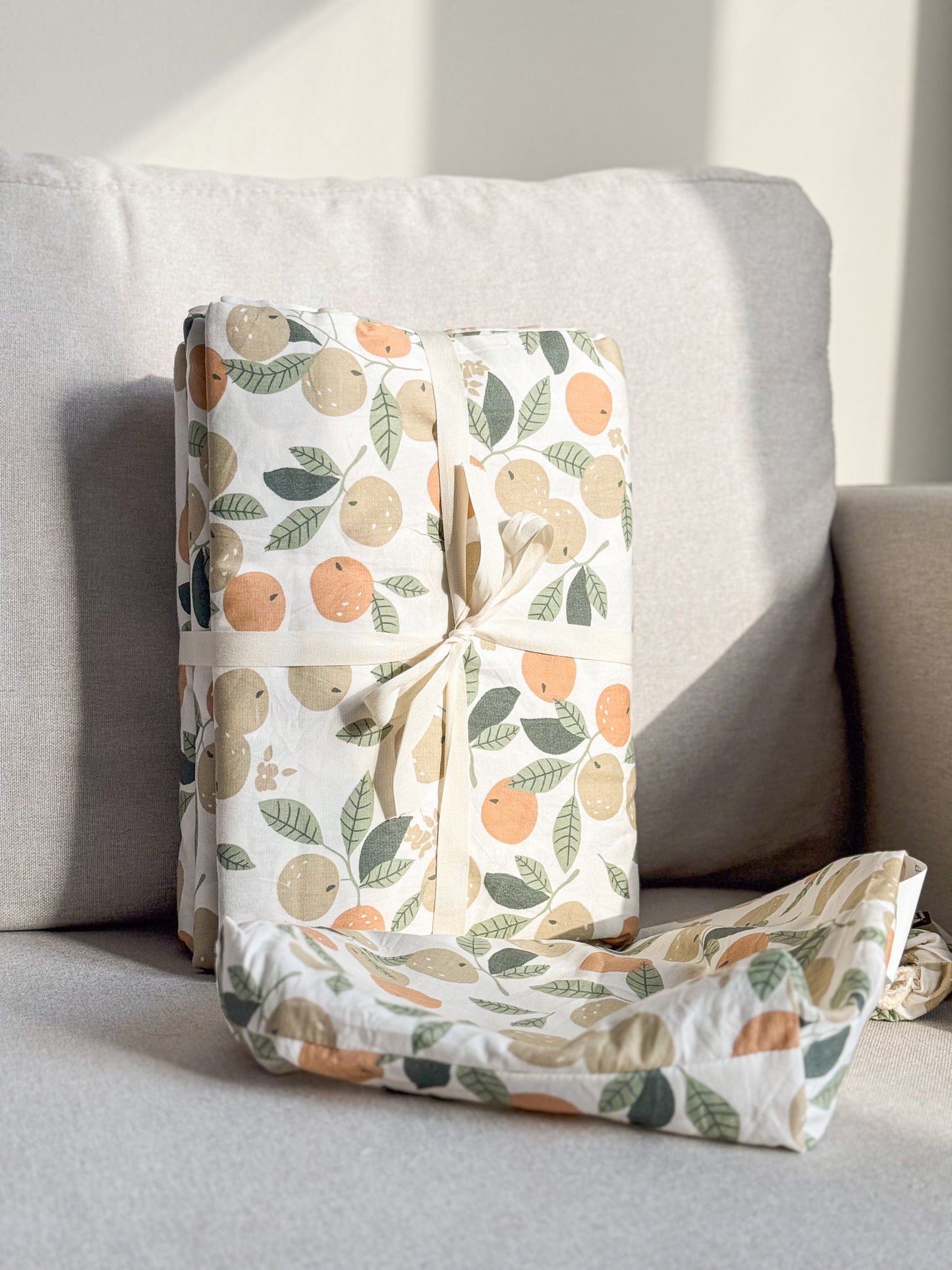 "Oranges" natural washed cotton bedding set of 4 pcs