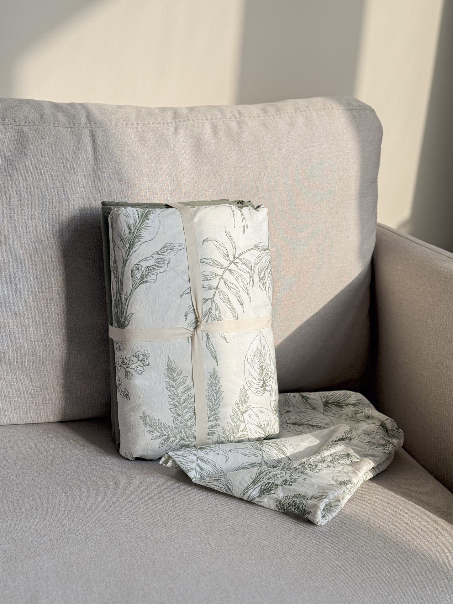 "Greenery" natural washed cotton bedding set of 4 pcs