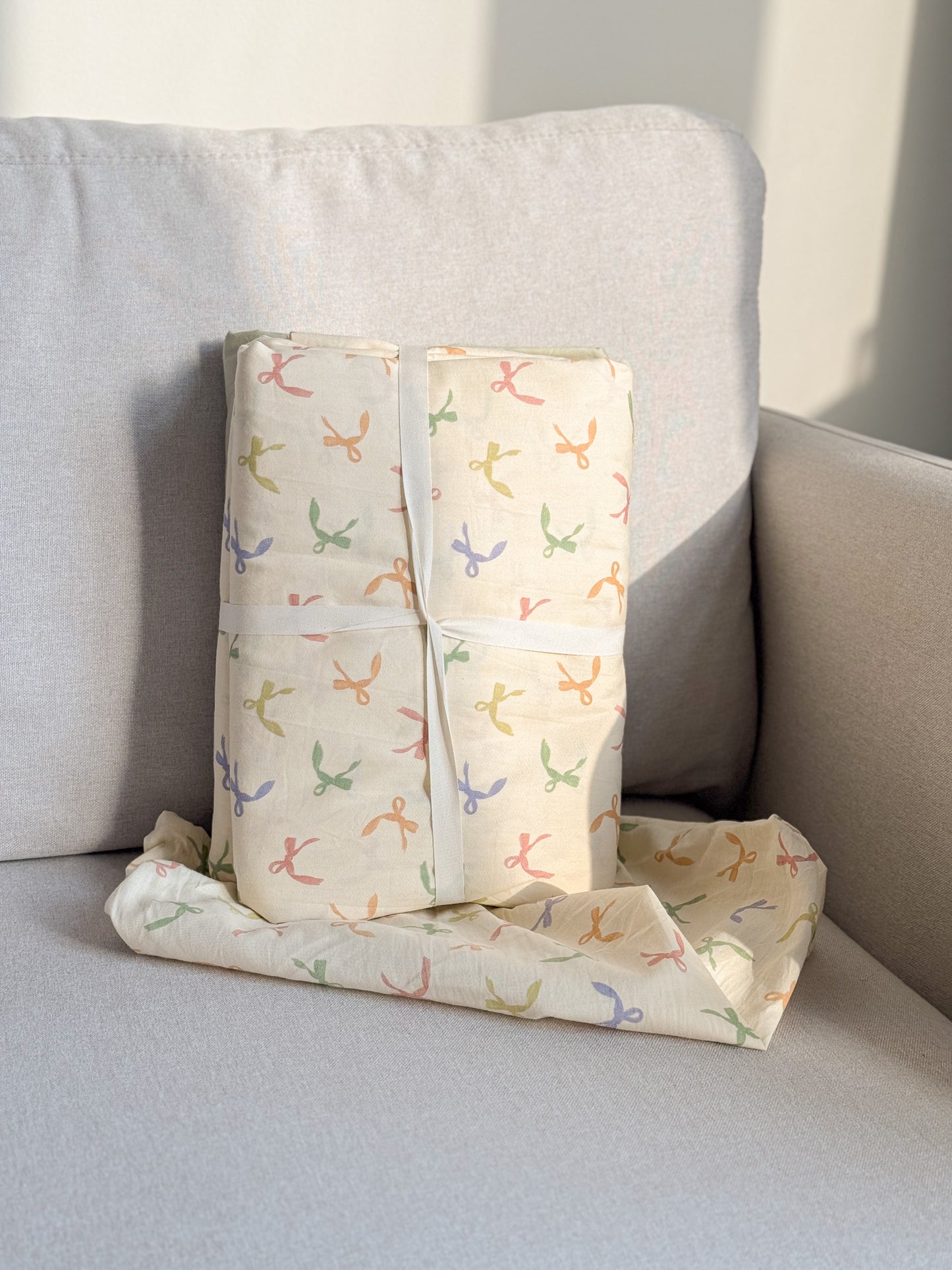 "Flowers" natural washed cotton bedding set of 4 pcs
