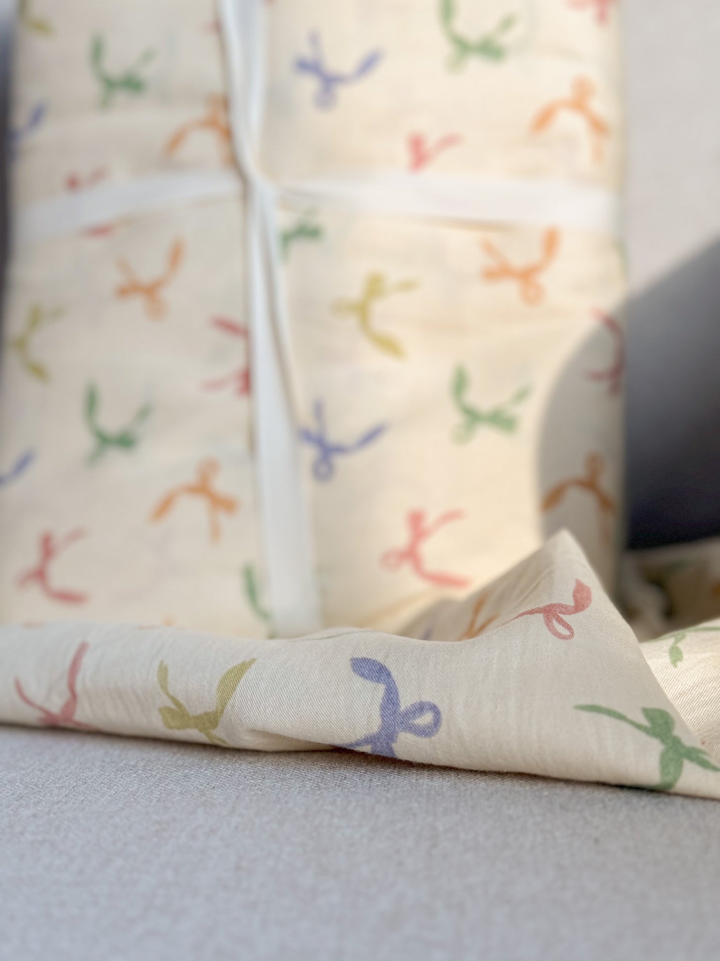 "Bow Wow" natural washed cotton bedding set of 4 pcs