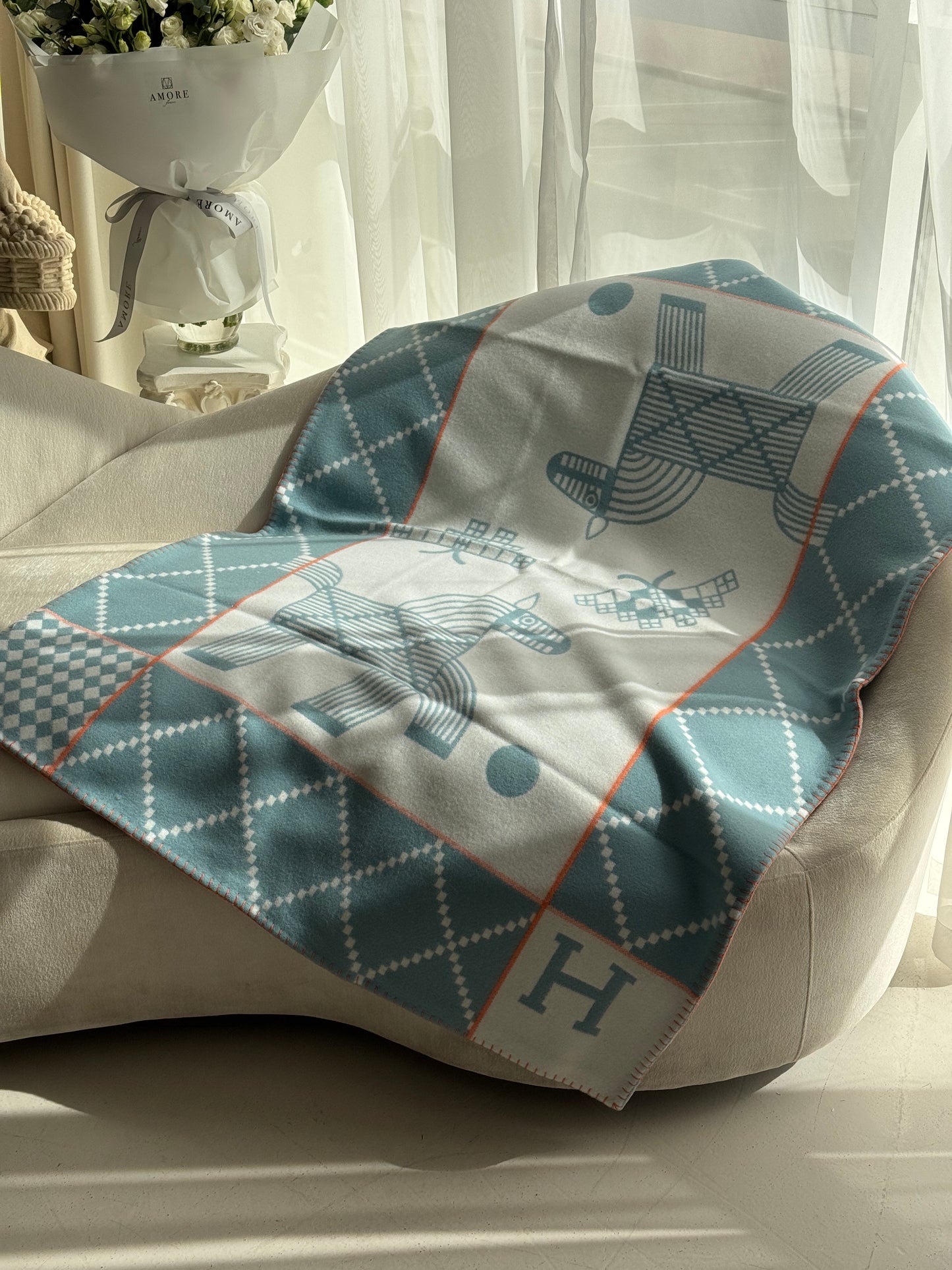 Merino Wool Turquoise Blue Kids Blanket