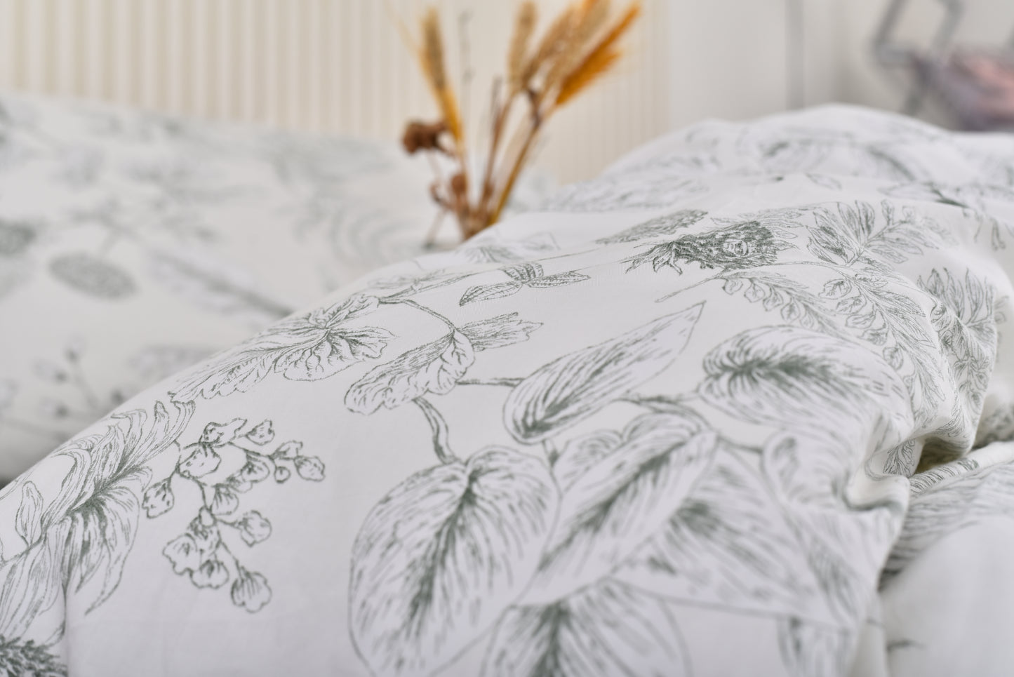 "Greenery" natural washed cotton bedding set of 4 pcs