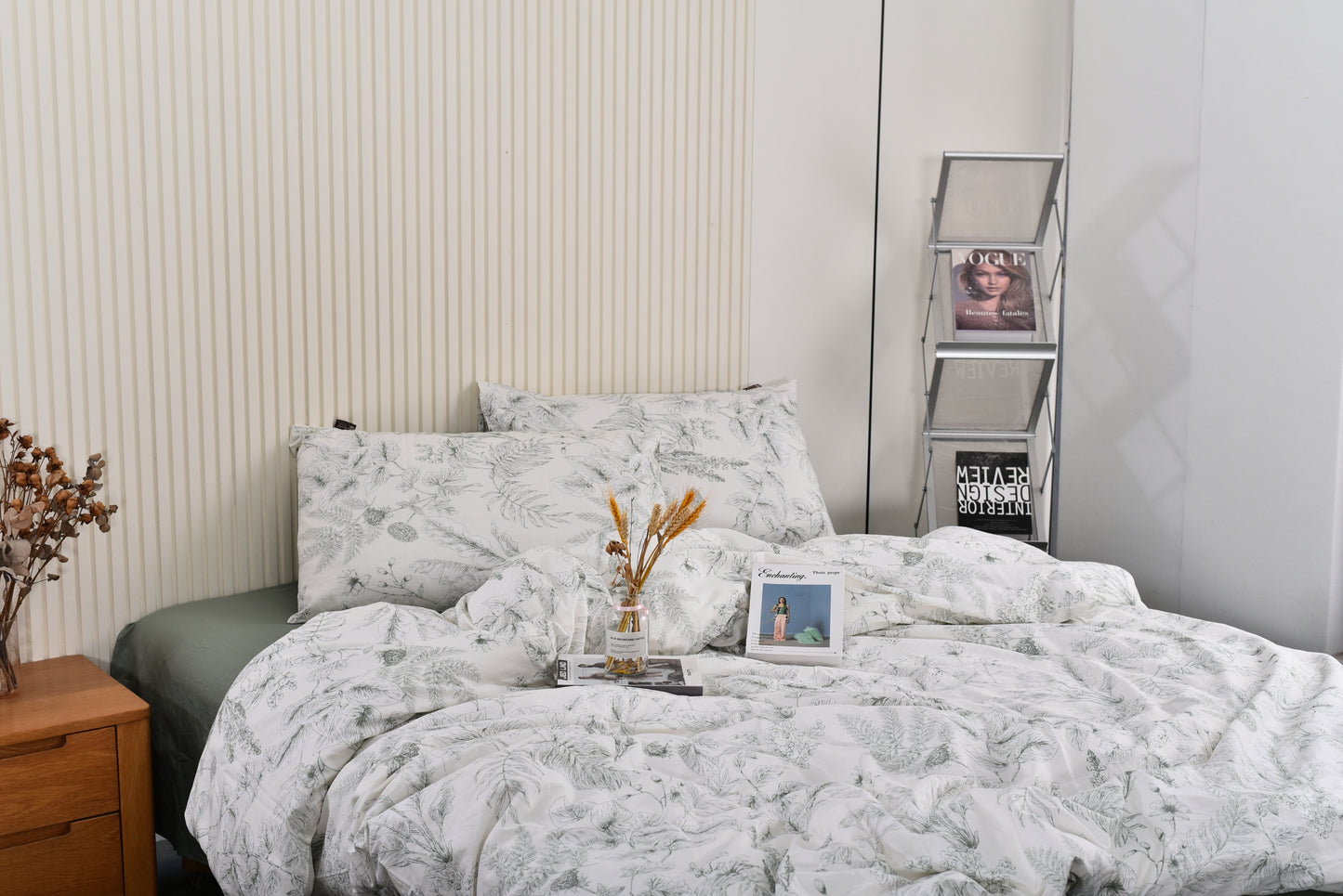 "Greenery" natural washed cotton bedding set of 4 pcs
