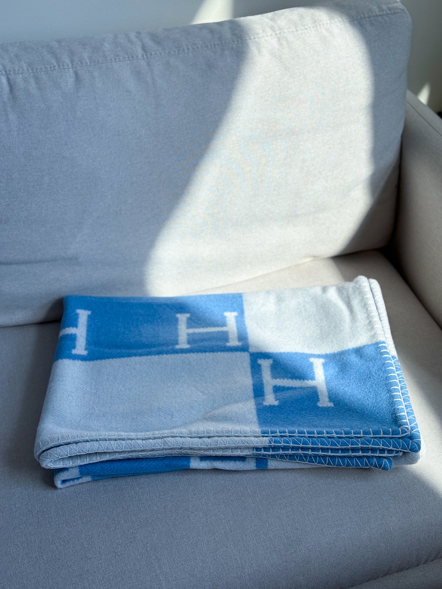 Merino Wool Light Blue Kids Blanket