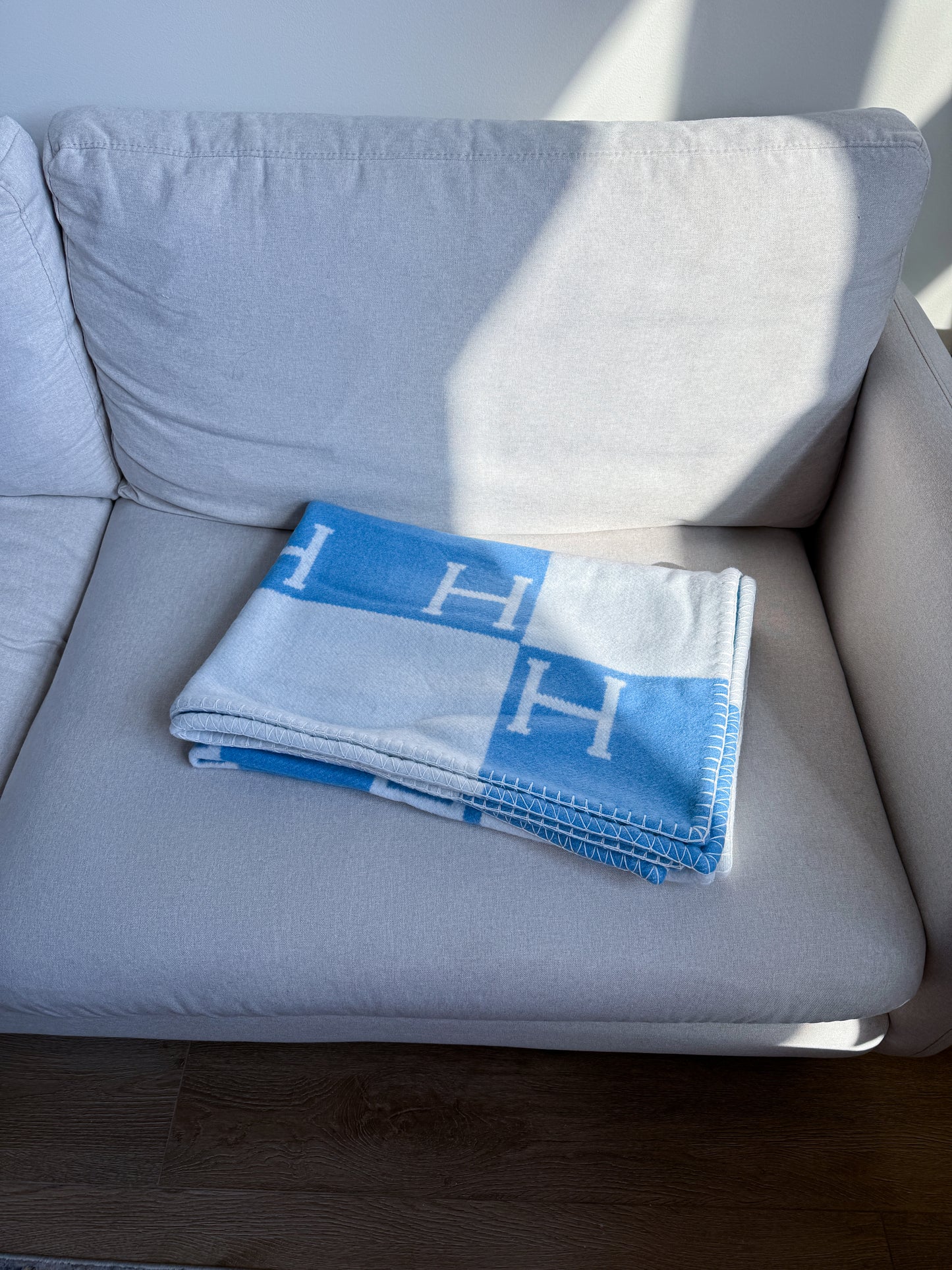 Merino Wool Light Blue Kids Blanket