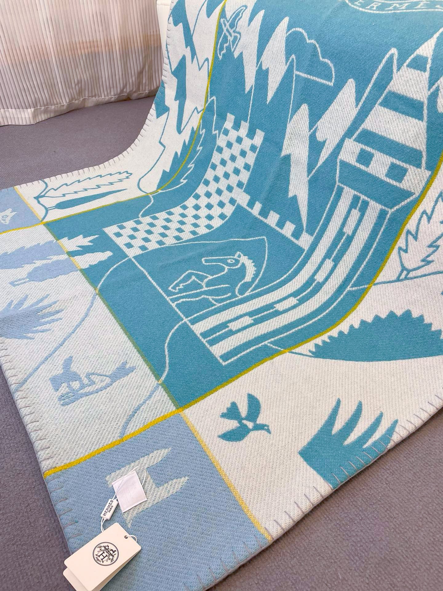 Merino Wool Blue Kids Blanket