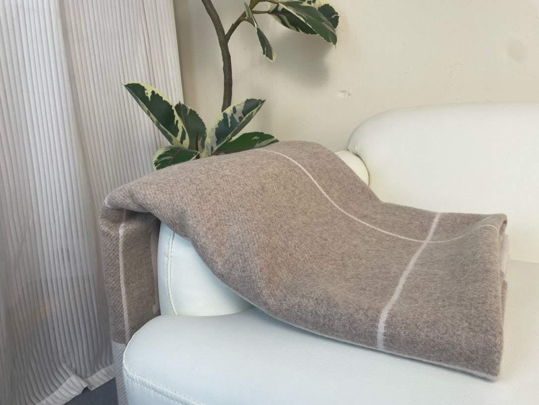 Merino Wool Warm Beige Blanket