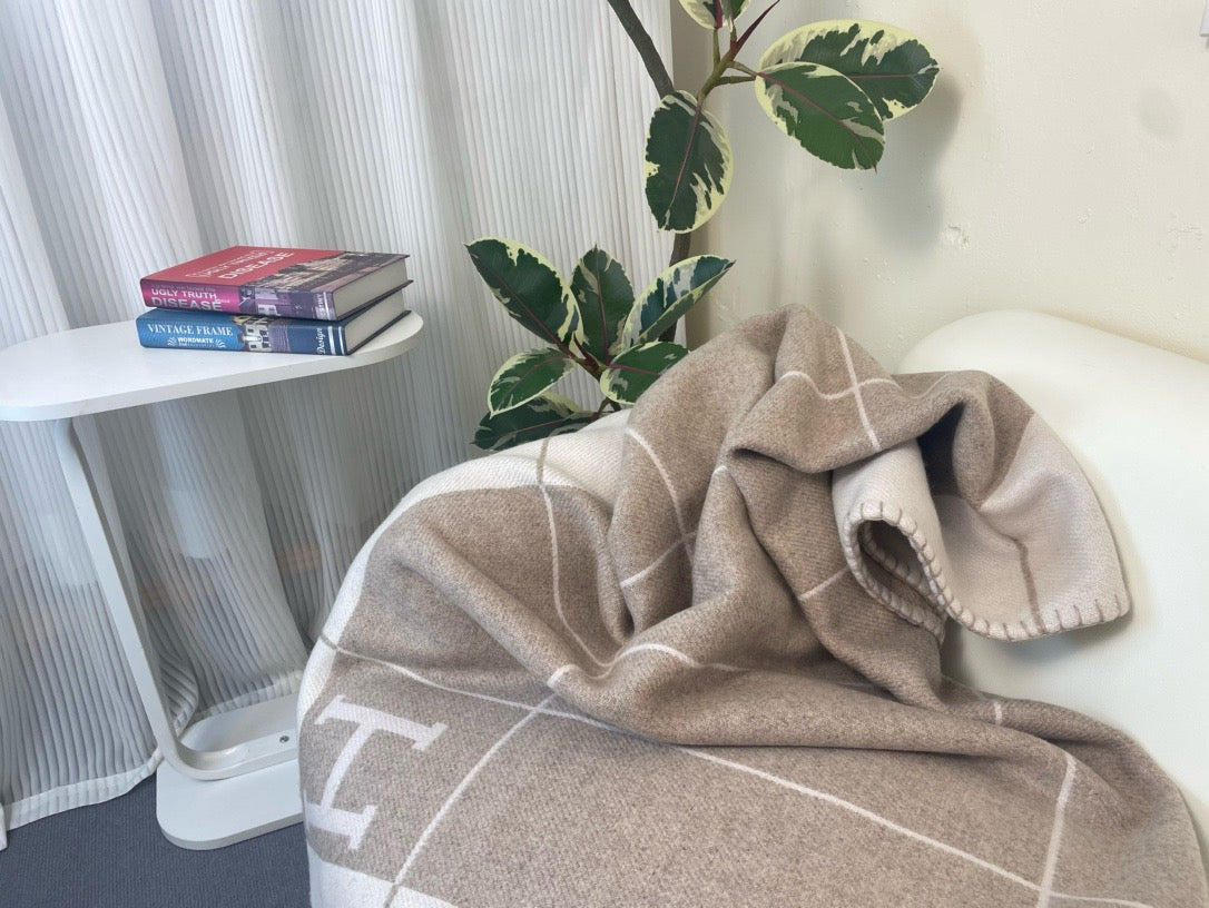 Merino Wool Warm Beige Blanket