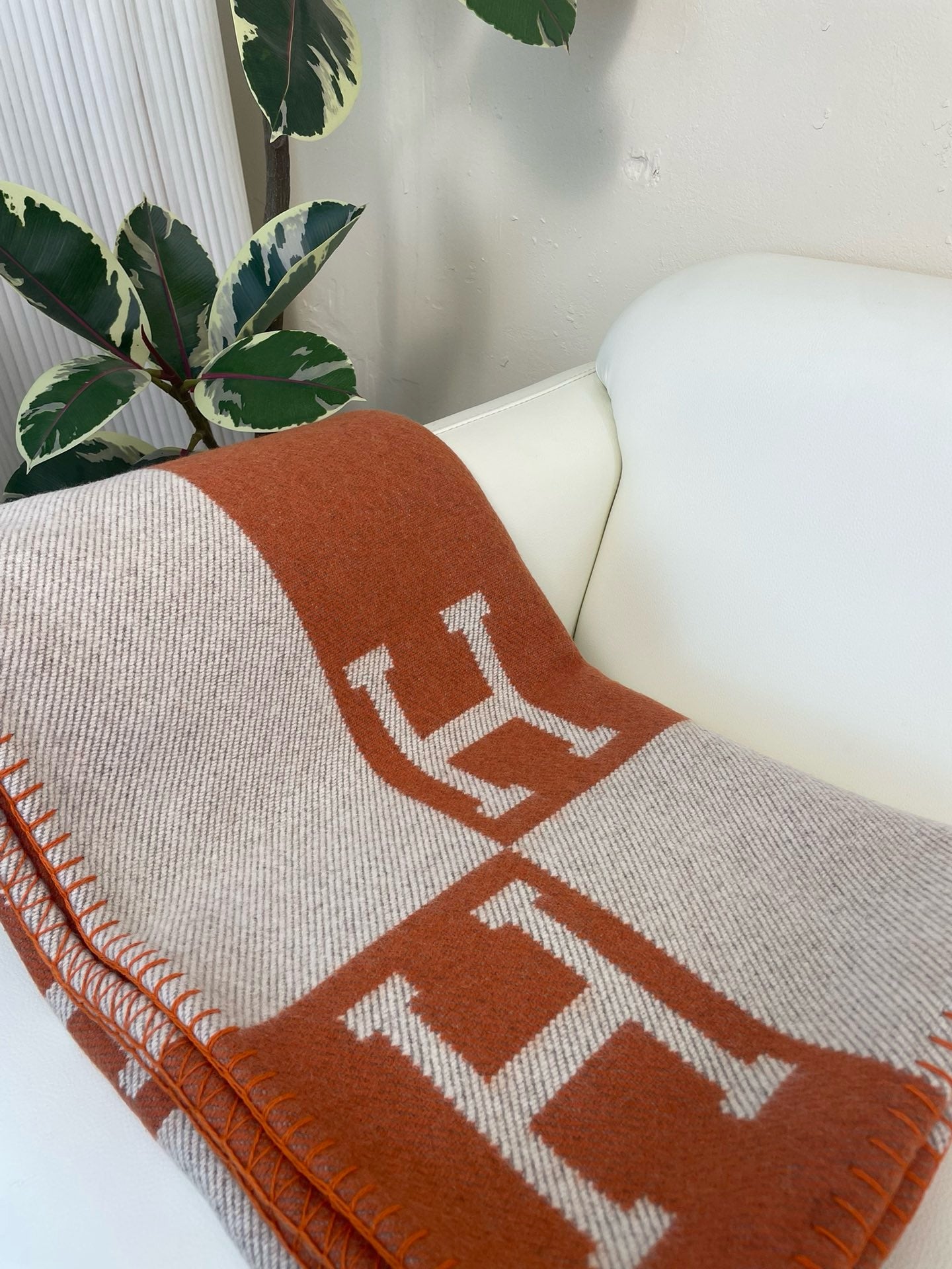 Merino Wool Orange Blanket