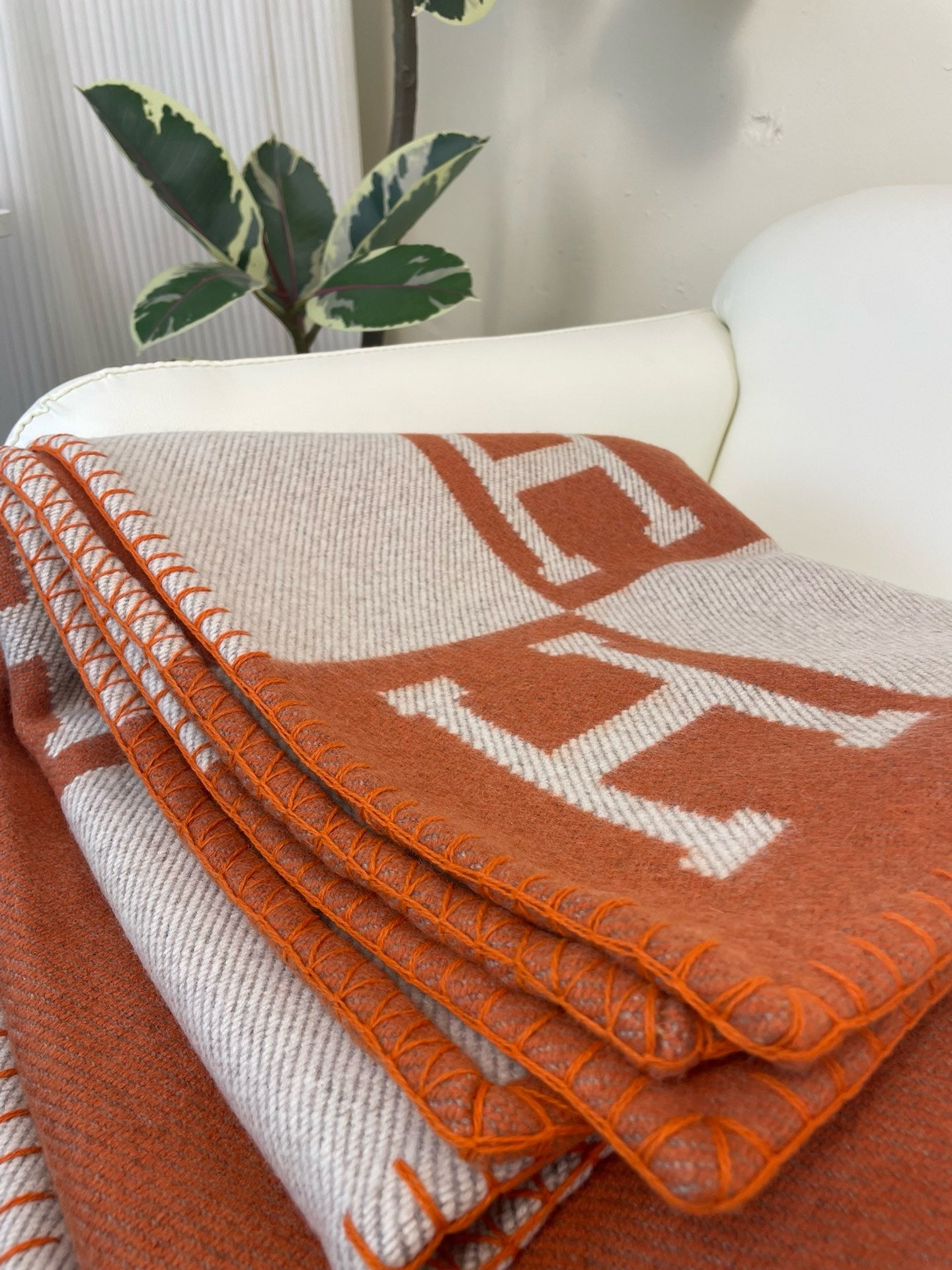 Merino Wool Orange Blanket