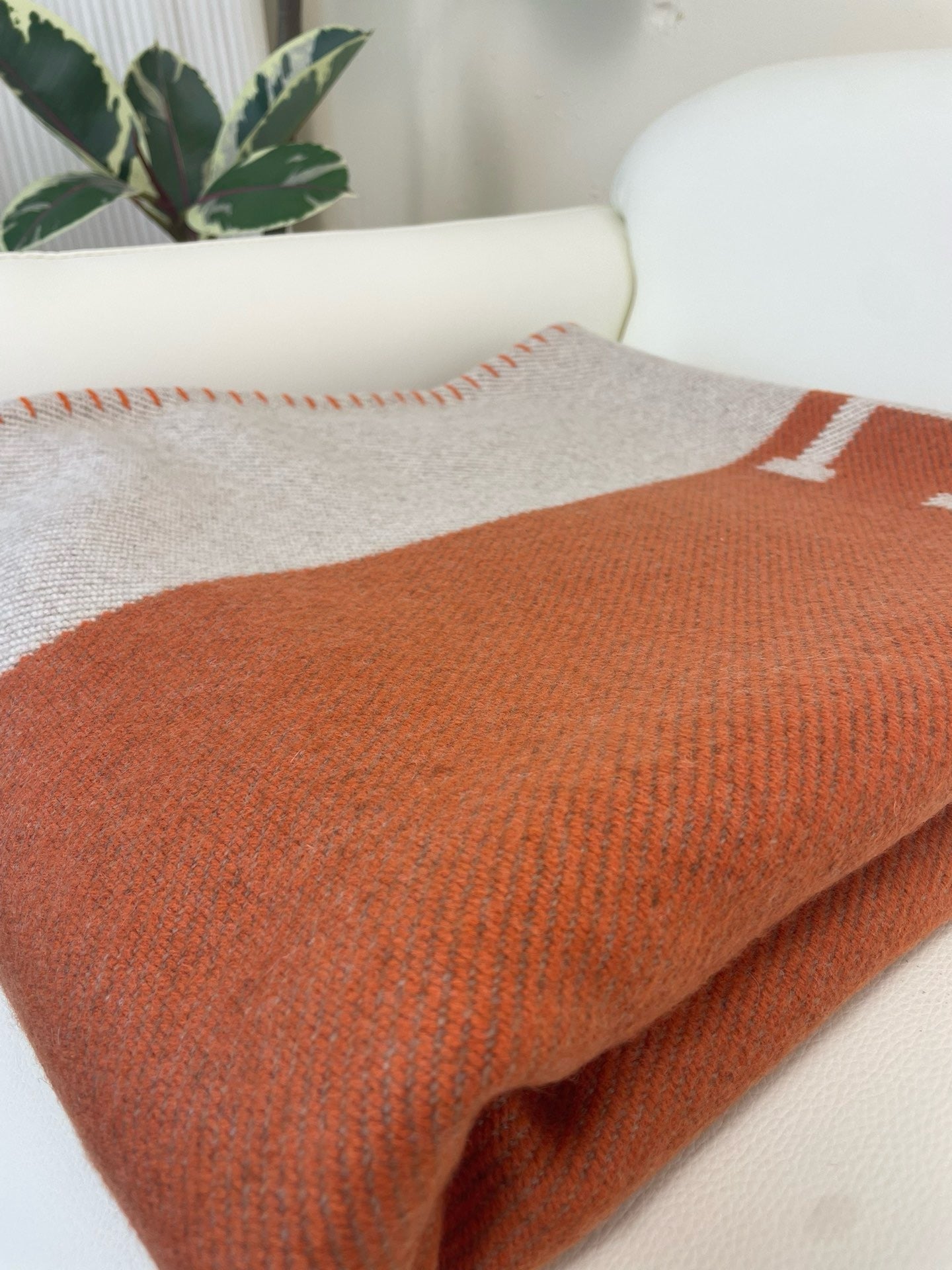 Merino Wool Orange Blanket