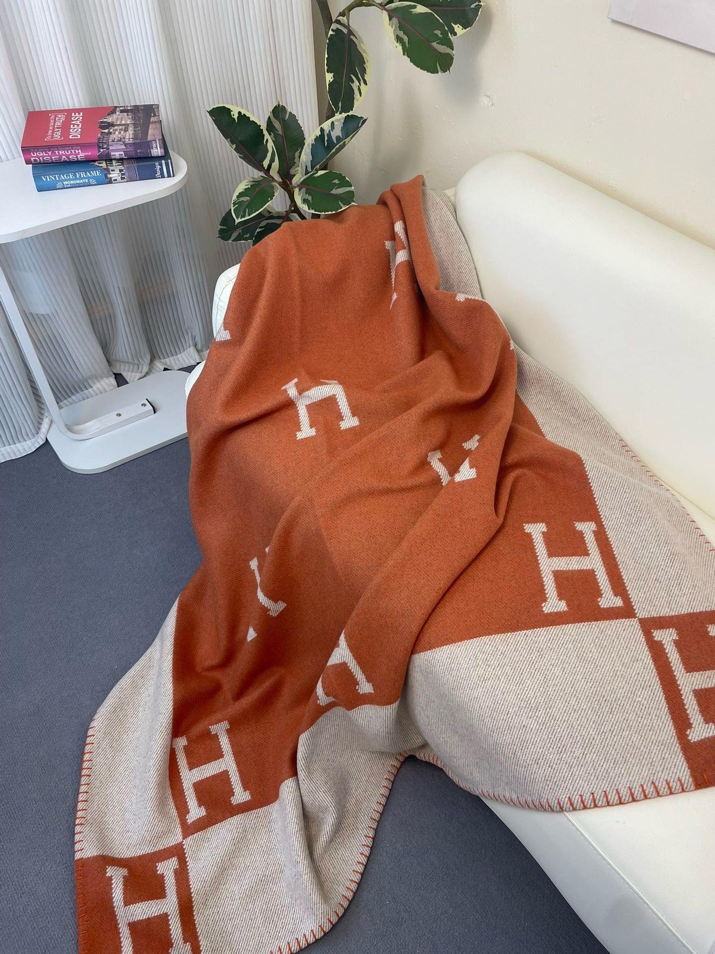 Merino Wool Orange Blanket