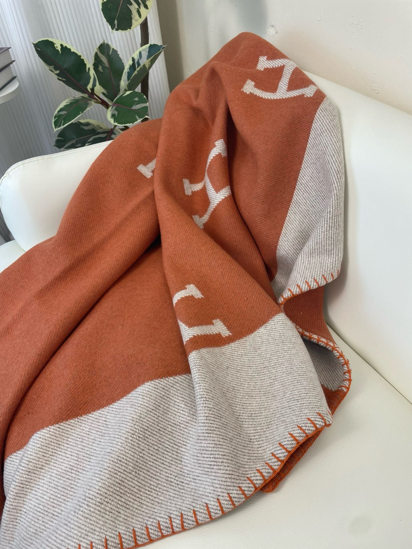 Merino Wool Orange Blanket