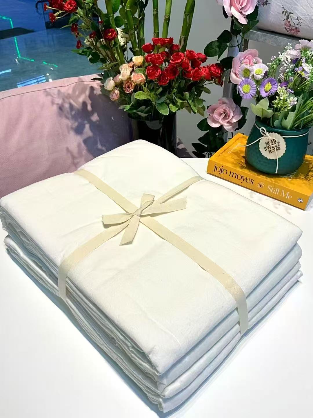 "Plain White" Washed Cotton Bedding set
