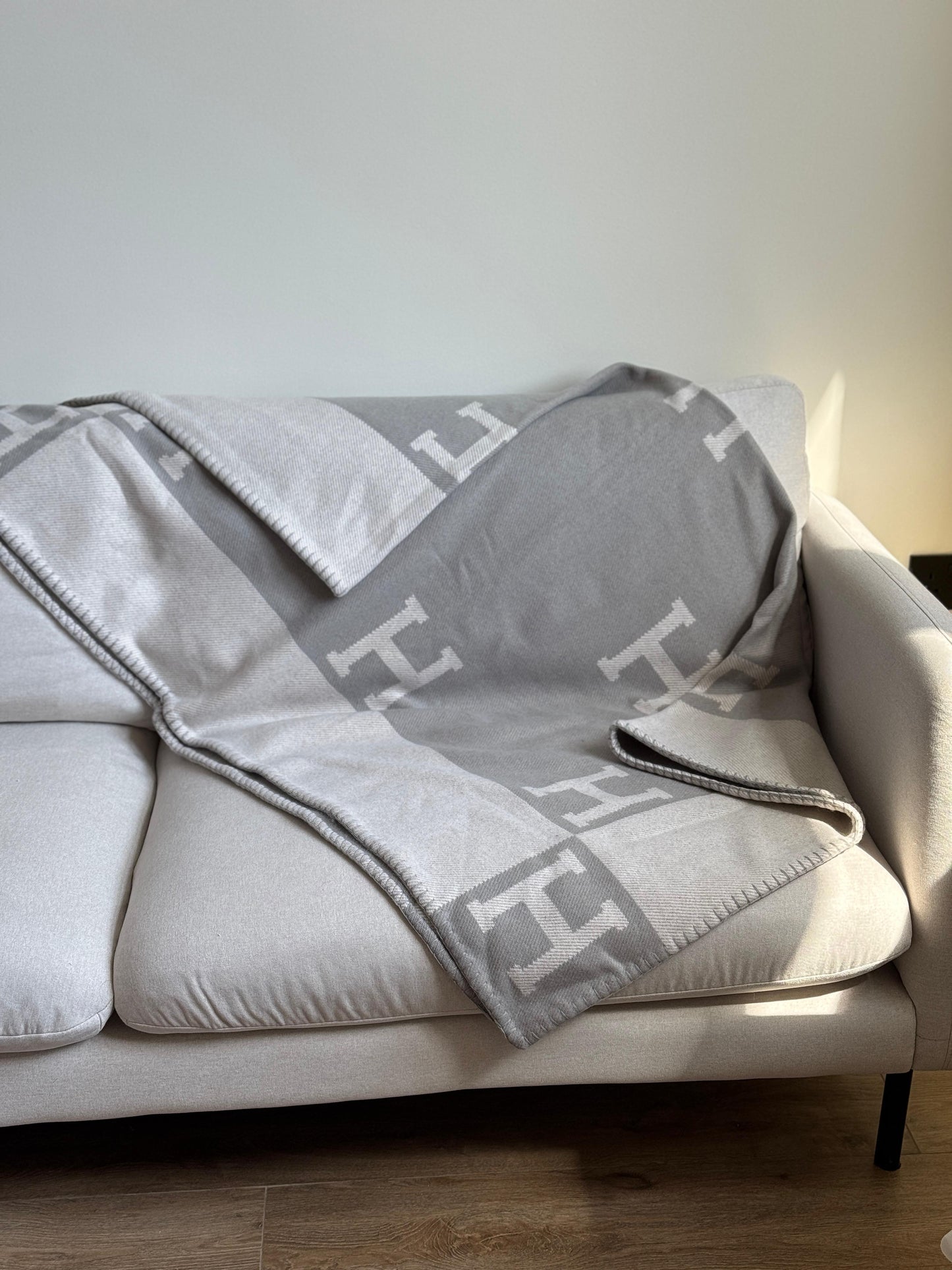 Merino Wool Light Gray Blanket