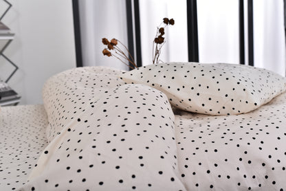 "Polka Dot" natural washed cotton bedding set of 4 pcs
