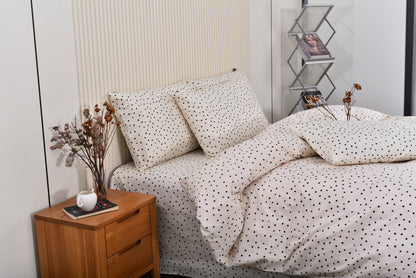 "Polka Dot" natural washed cotton bedding set of 4 pcs