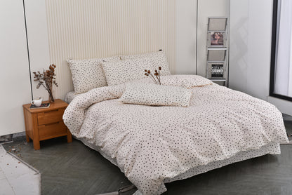 "Polka Dot" natural washed cotton bedding set of 4 pcs