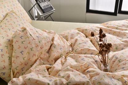 "Bow Wow" natural washed cotton bedding set of 4 pcs