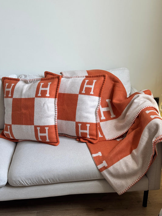 Merino Wool Orange Blanket