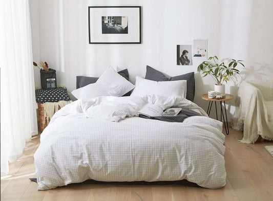 Natural Washed cotton “Checkered” bedding set