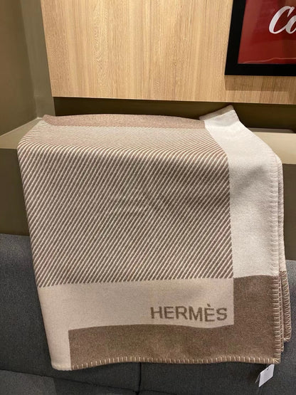Wool Blanket In Beige&Grey color