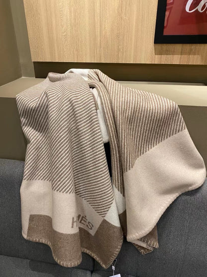 Wool Blanket In Beige&Grey color