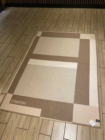 Wool Blanket In Beige&Grey color