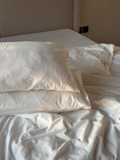 "Plain White" Washed Cotton Bedding set