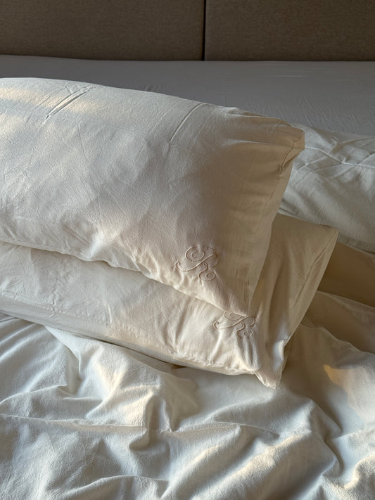 "Plain White" Washed Cotton Bedding set
