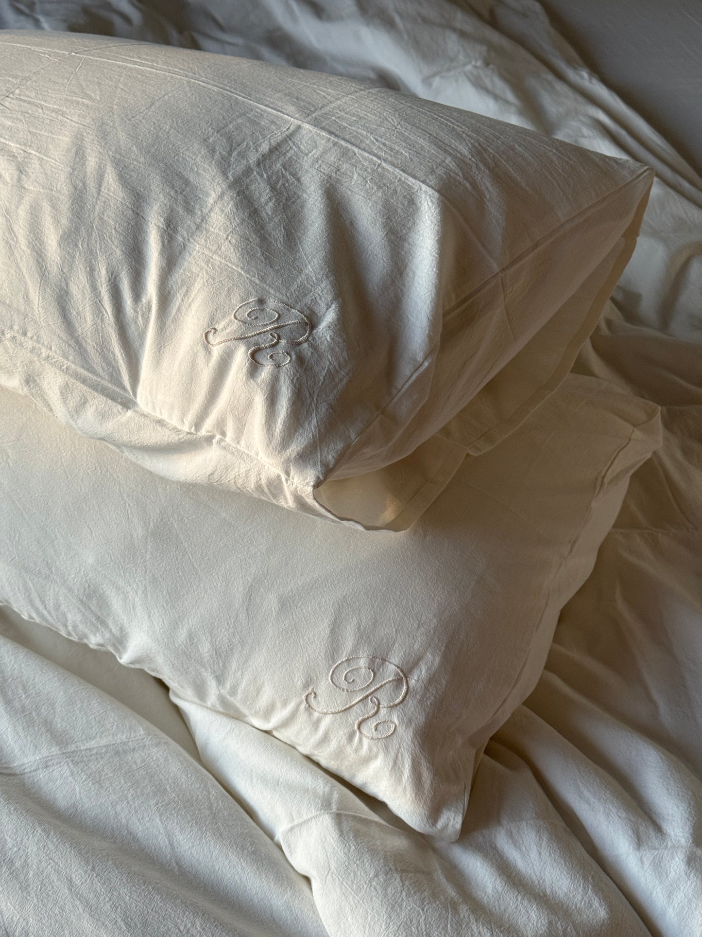 "Plain White" Washed Cotton Bedding set