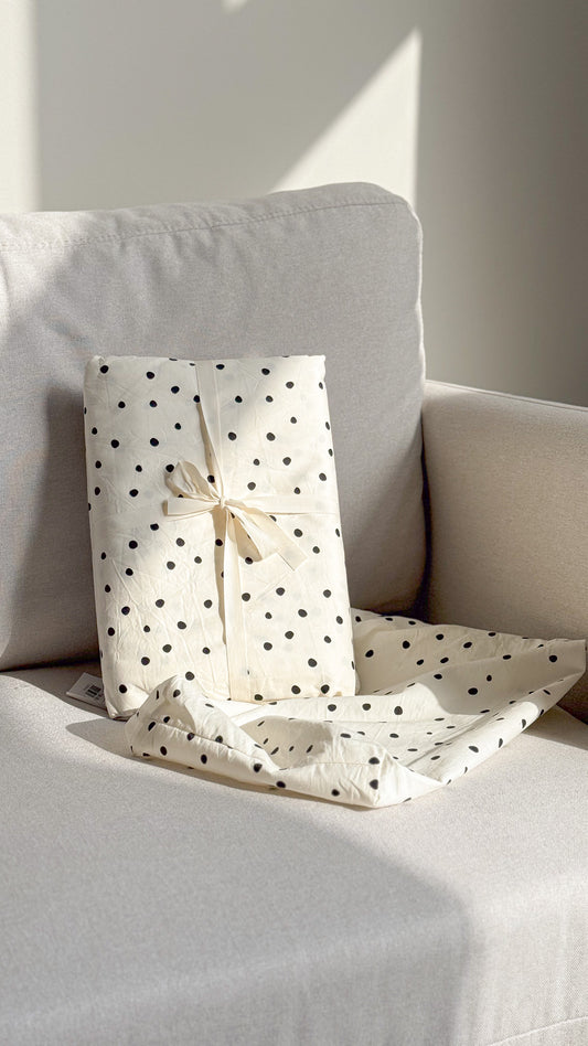 "Polka Dot" natural washed cotton bedding set of 4 pcs