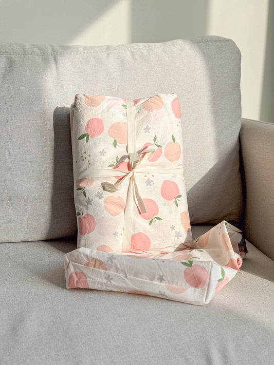 "Peachy" natural washed cotton bedding set of 4 pcs