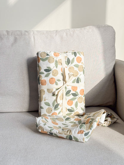 "Oranges" natural washed cotton bedding set of 4 pcs
