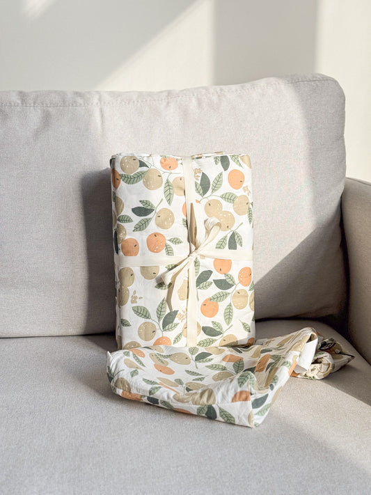 "Oranges" natural washed cotton bedding set of 4 pcs