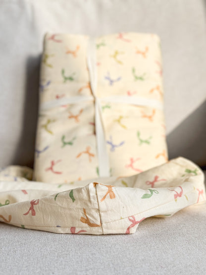 "Bow Wow" natural washed cotton bedding set of 4 pcs