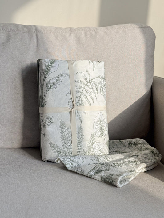 "Greenery" natural washed cotton bedding set of 4 pcs
