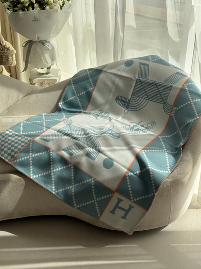 Merino Wool Turquoise Blue Kids Blanket