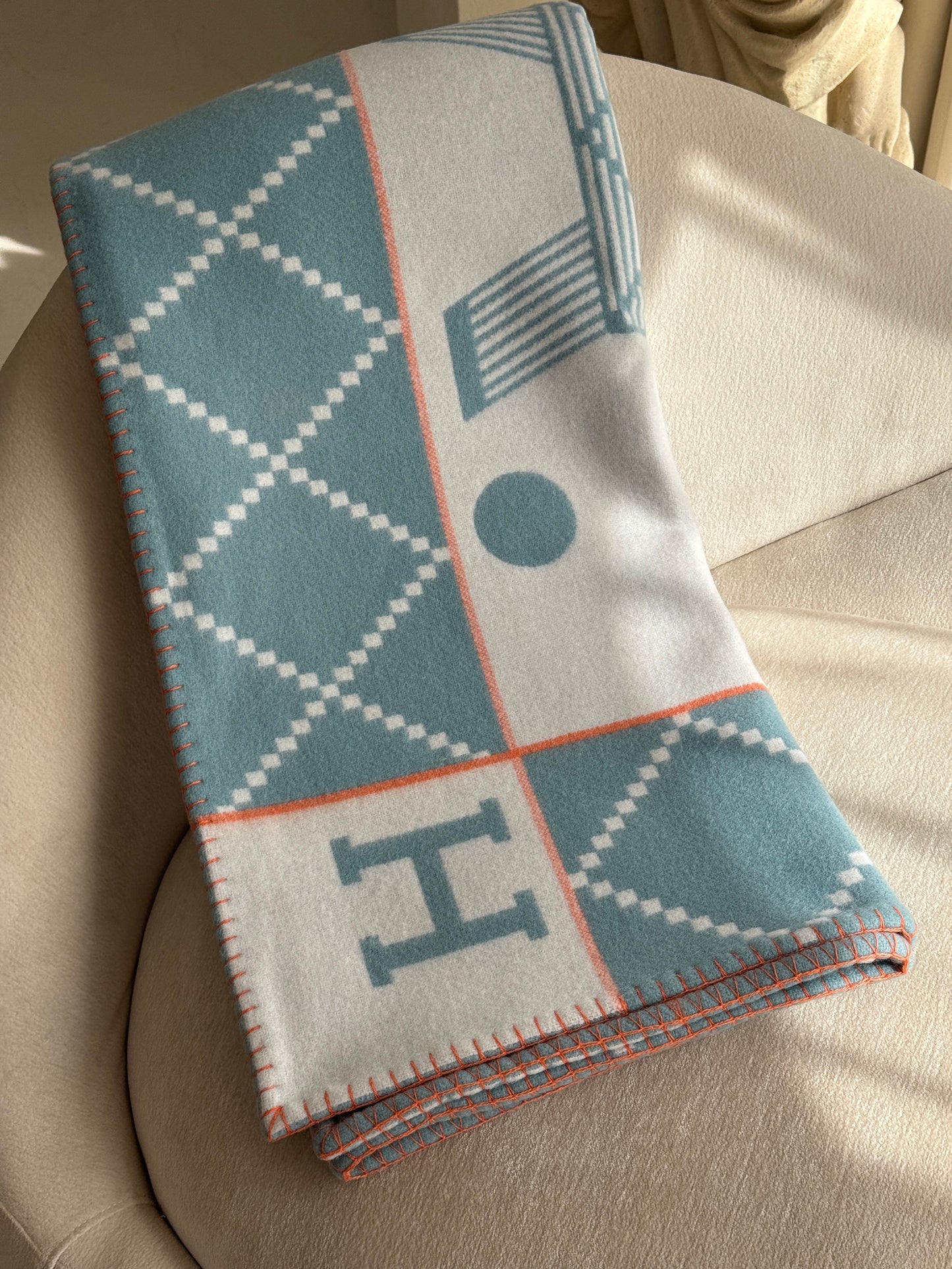 Merino Wool Turquoise Blue Kids Blanket