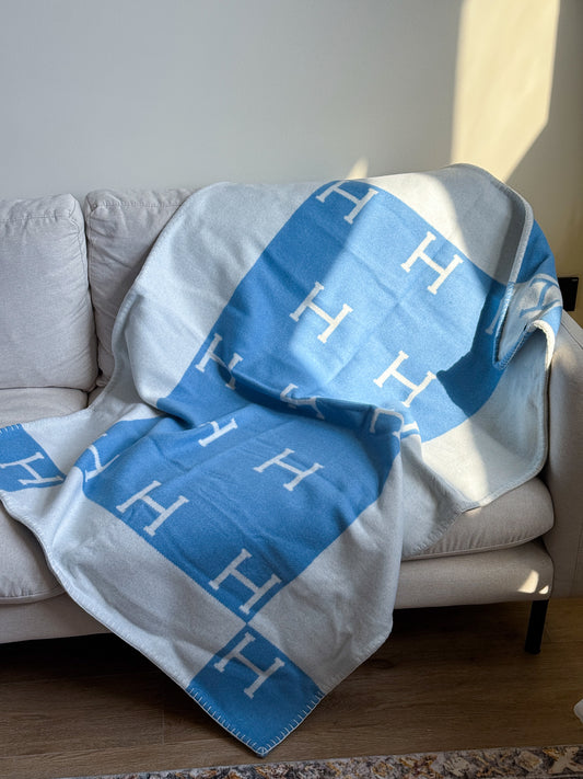 Merino Wool Light Blue Kids Blanket